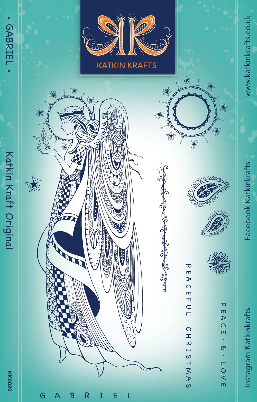 Katkin Krafts Gabriel 6 in x 8 in Clear Stamp Set — Ecstasy Crafts