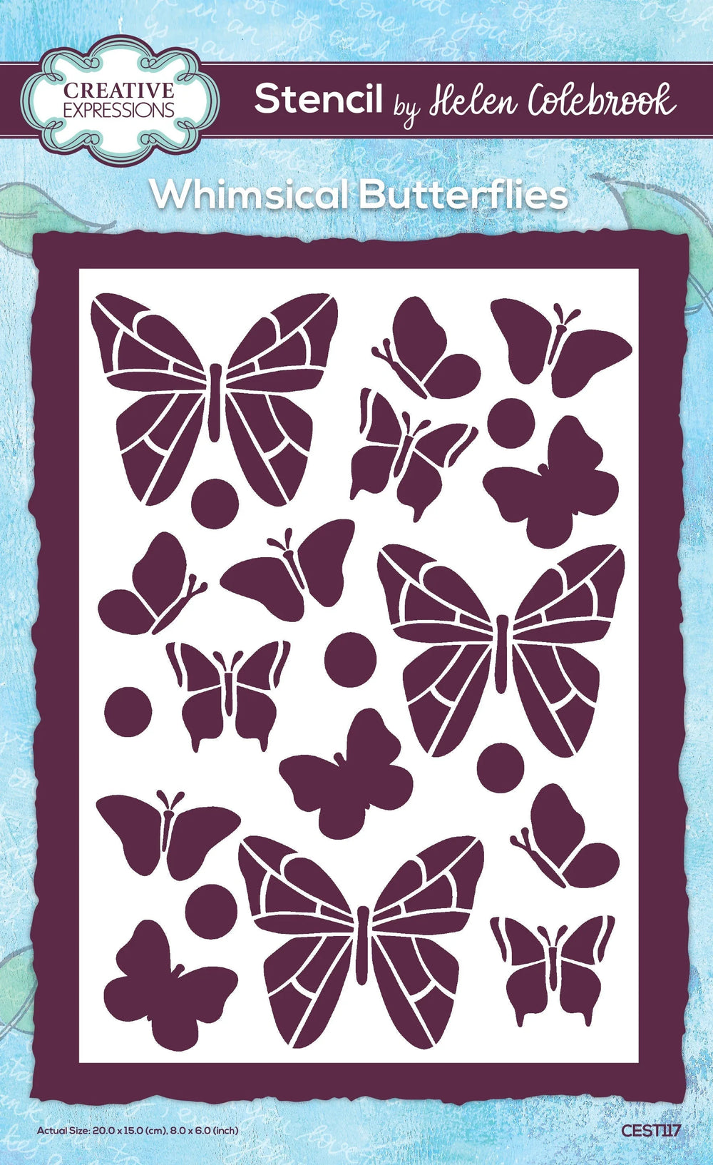 Creative Expressions Helen Colebrook Whimsical Butterflies 8 in x 6 in Stencil
