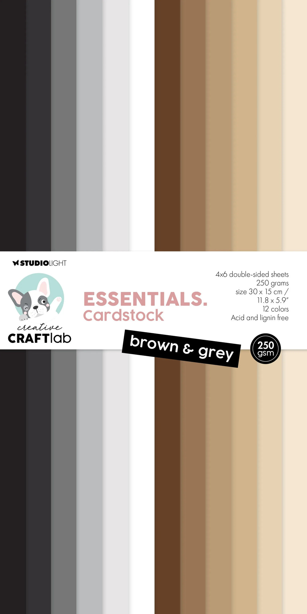 Bloc de papier CCL Brun et Gris 250gsm Essentials 24 feuilles