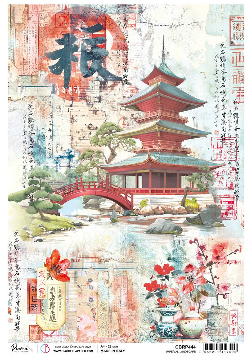 Papier de riz A4 Paysage impérial - 5 feuilles