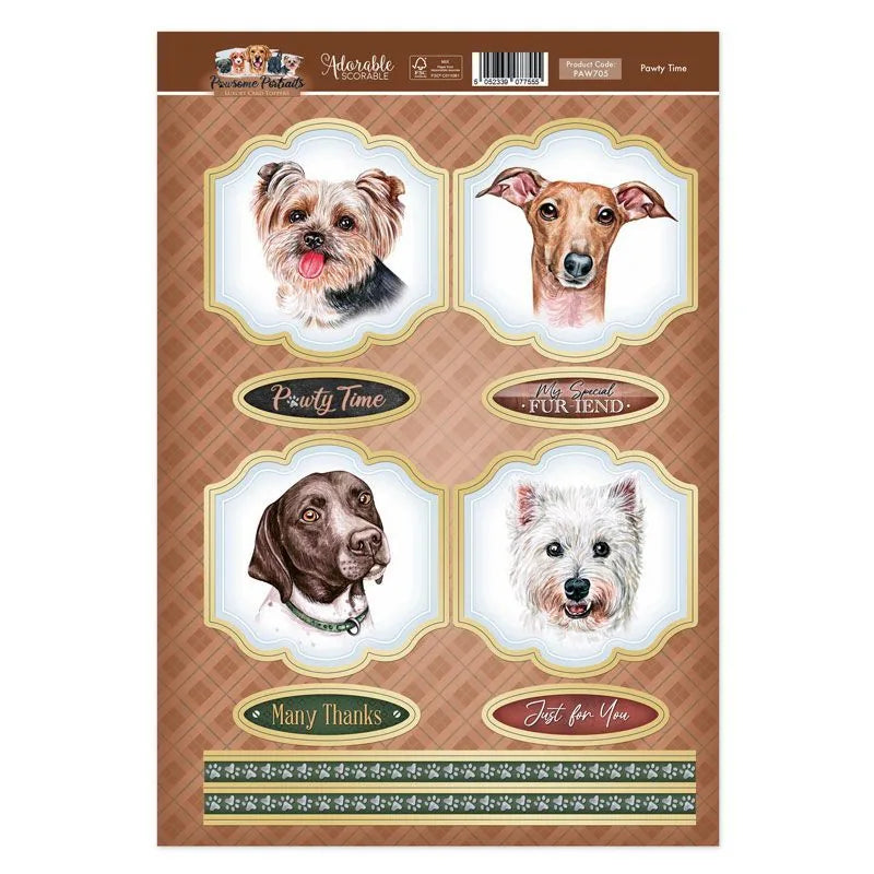 Feuille de décorations "Pawty Time" pour cartes