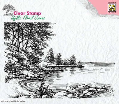 Nellie's Choice Tampon Transparent Scène Florale Idyllic - Bord de l'Eau