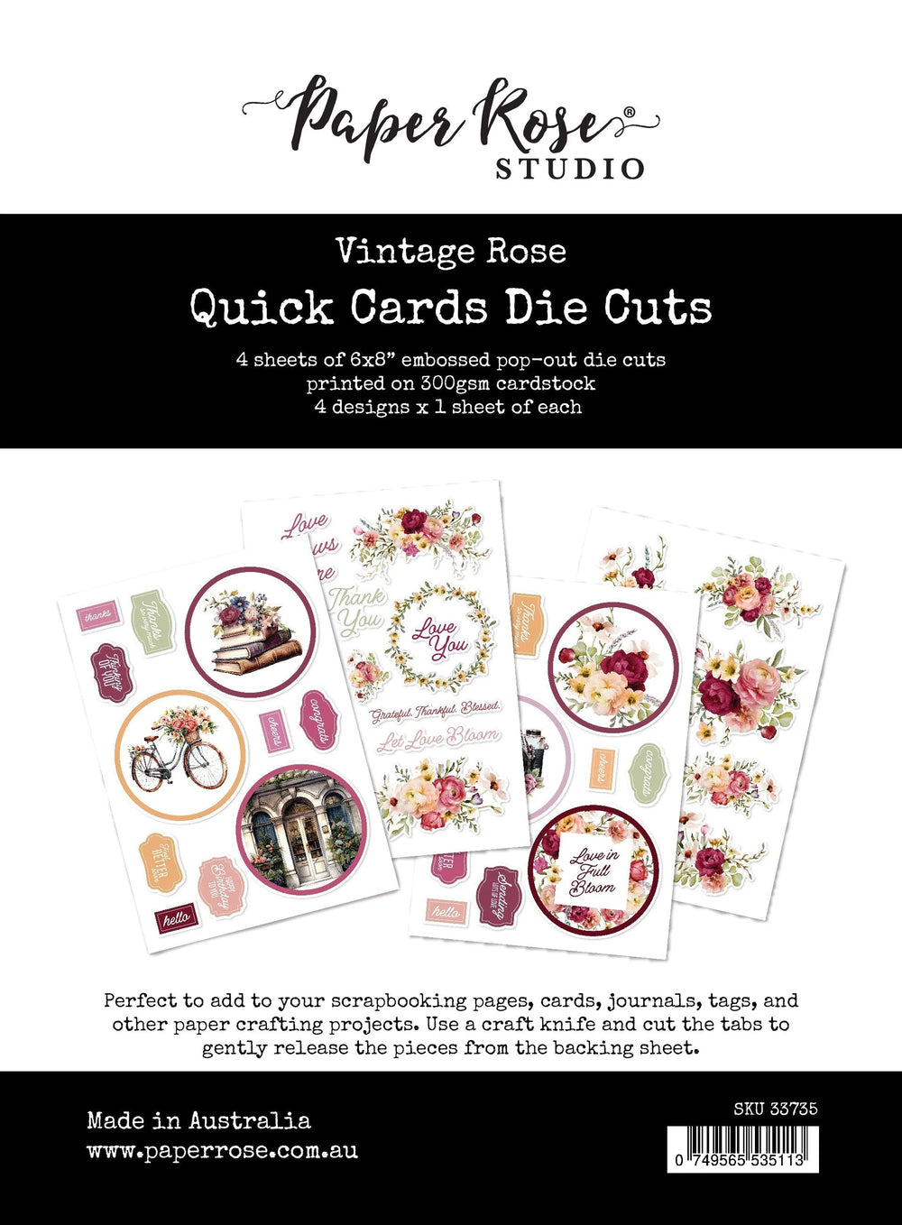 Vintage Rose Quick Cards Die Cuts 33735 — Ecstasy Crafts