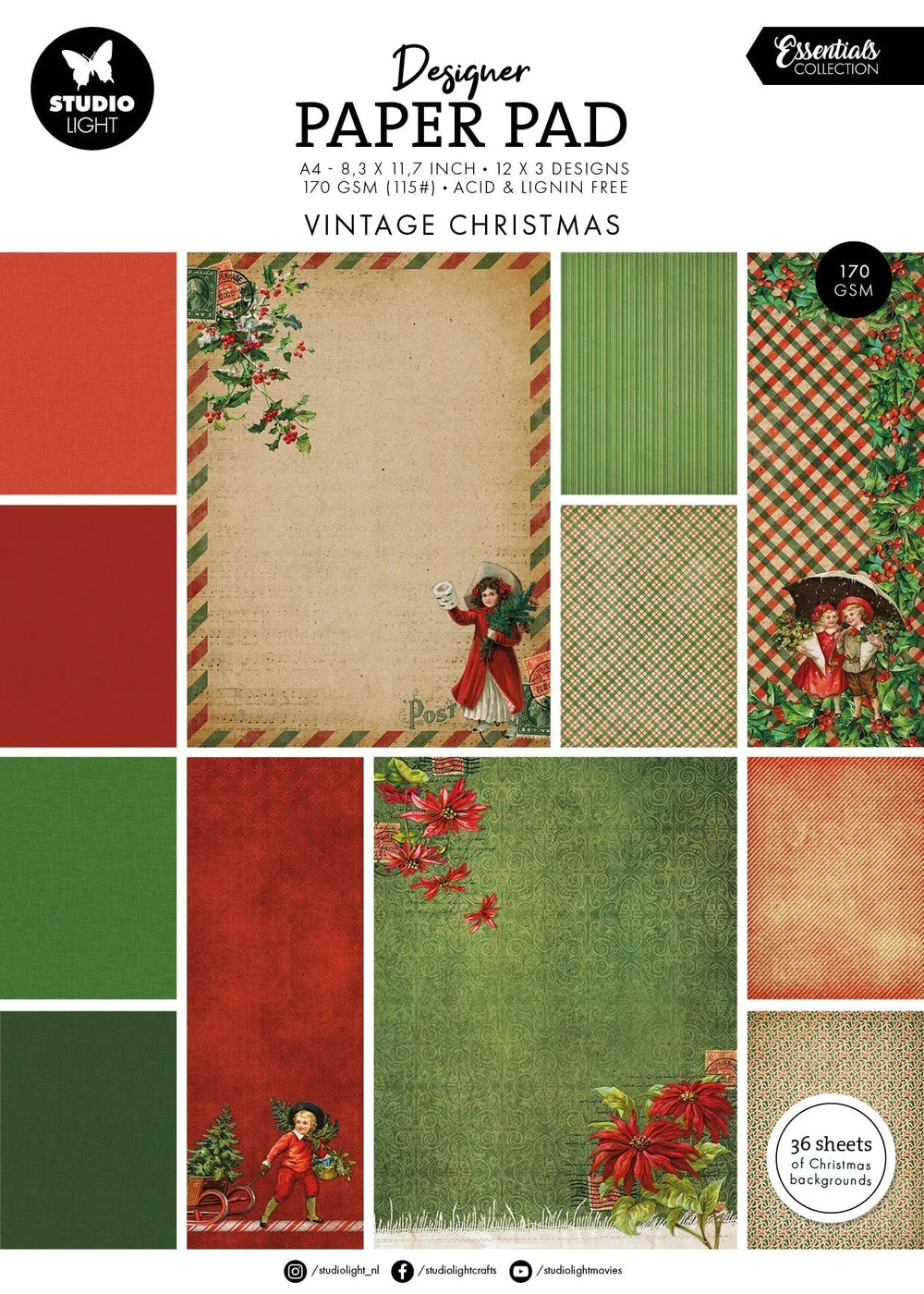 Bloc de papier design SL, Noël vintage essentiel, 36 feuilles