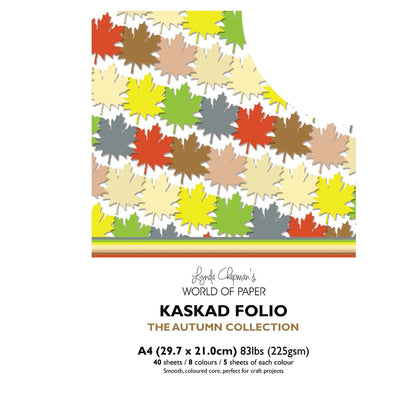 Collection Automne Kaskad Folio Carte de couleur A4 225gsm à âme colorée, 40 feuilles
