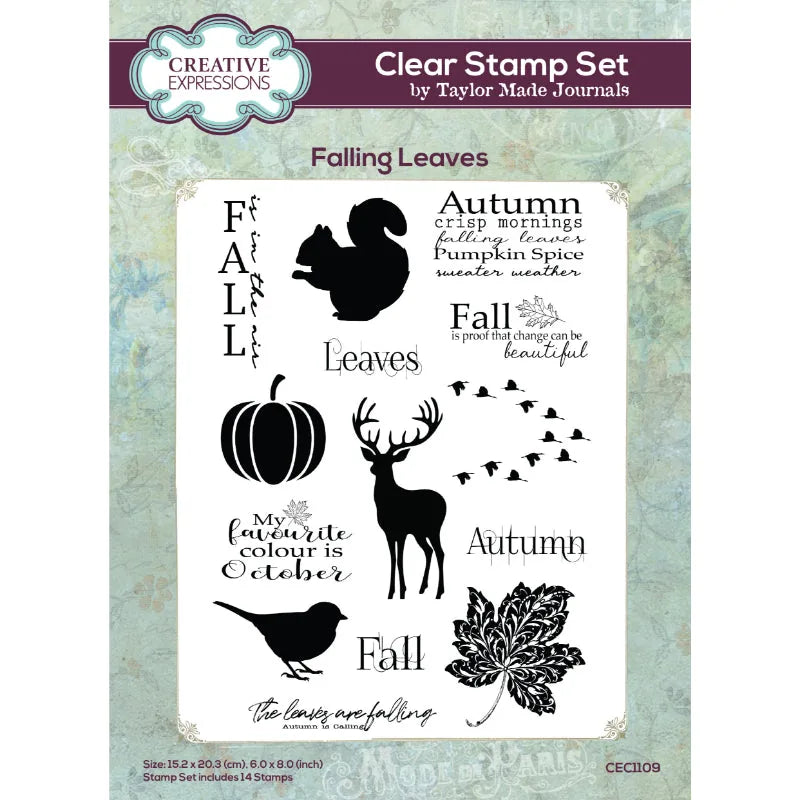 Creative Expressions Taylor Made Journals Fall Favourites 6 in x 8 in Clear Stamp Set — Ecstasy Crafts