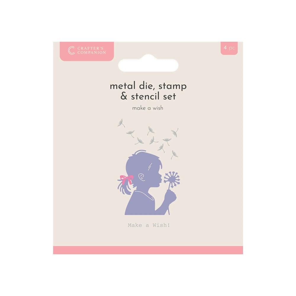 Crafters Companion Metal Die, Stamp & Stencil Set - Make a Wish — Ecstasy Crafts