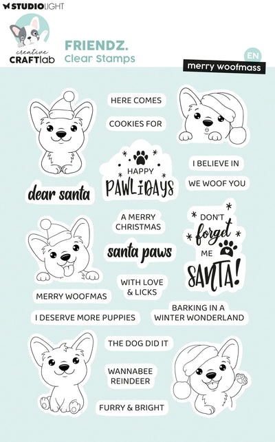 CCL Clear Stamps Merry Woofmass Friendz 21 Pieces
