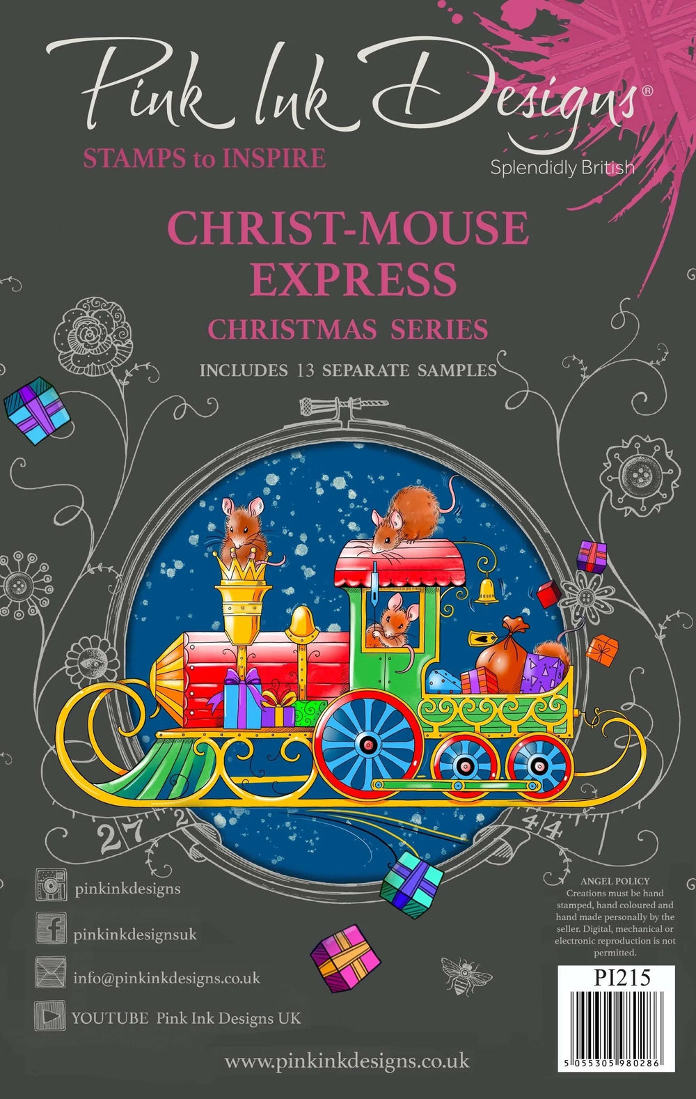 Pink Ink Designs Christ-Mouse Express 6 in x 8 in Clear Stamp Set — Ecstasy Crafts