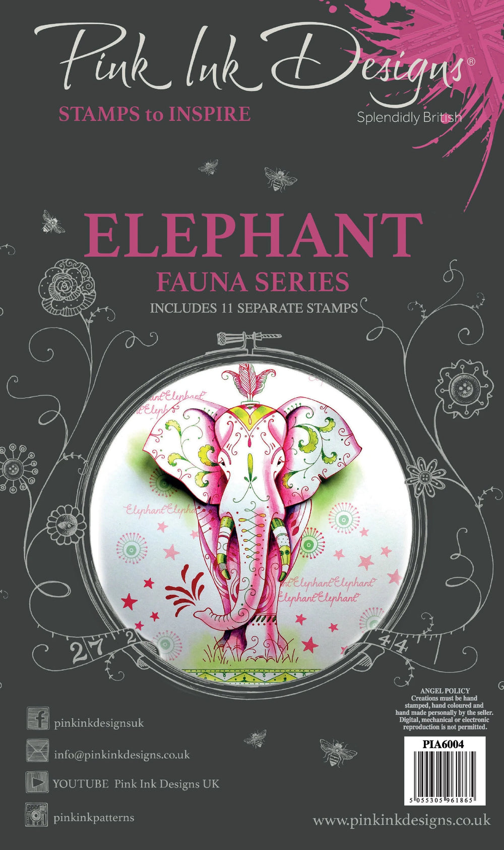 Pink Ink Designs Elephant A6 Clear Stamp Set