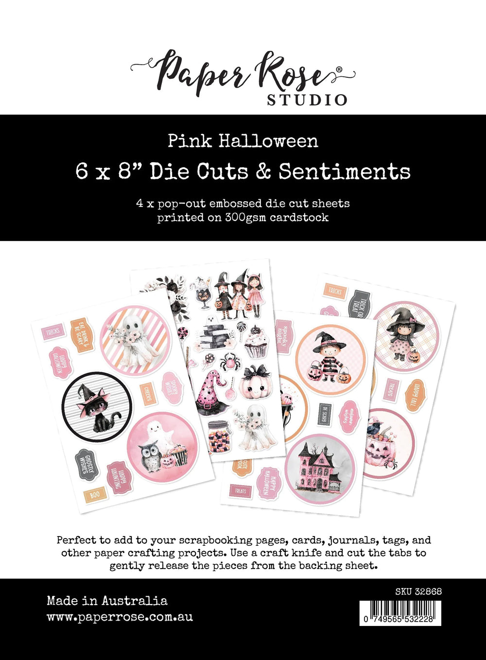 Pink Halloween 6x8" Die Cuts & Sentiments 32868 — Ecstasy Crafts