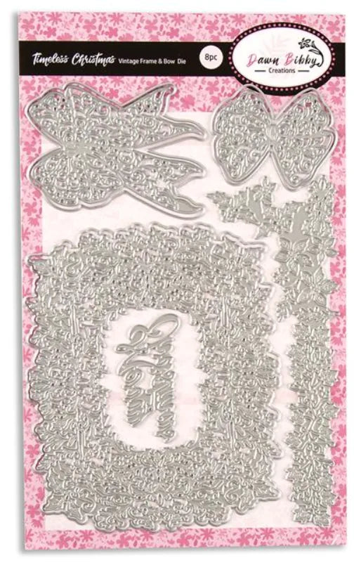 Timbre de Noël Vintage Cadre et Nœud A5