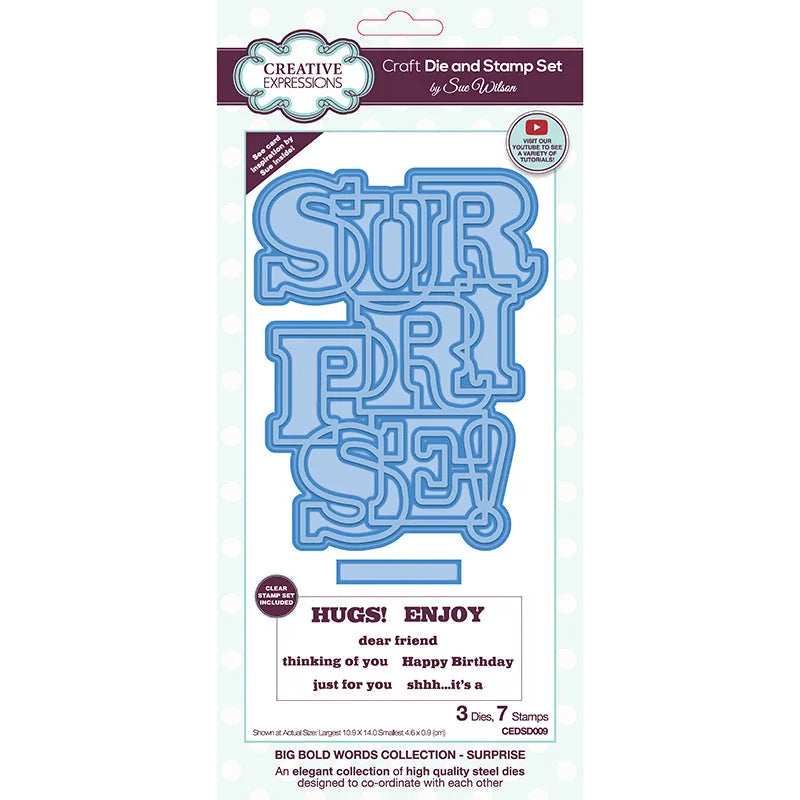 Sue Wilson Big Bold Words Surprise Craft Die & Stamp Set