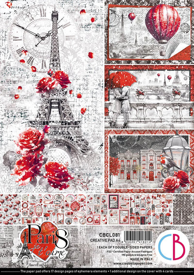 Bloc-notes créatif Paris Je t’aime A4 9/Paq