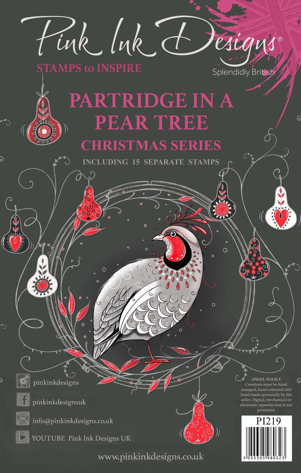Pink Ink Designs Partridge In A Pear Tree 6 in x 8 in Clear Stamp Set — Ecstasy Crafts