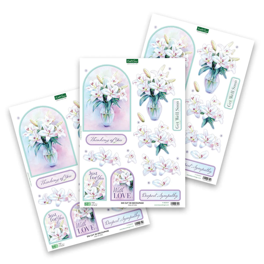 Die Cut Decoupage – Vase of Lilies (pack of 3) — Ecstasy Crafts