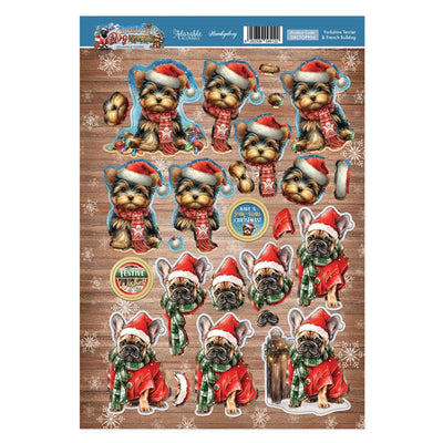 Feuille de toppers en décopage Yorkshire Terrier & Bouledogue Français