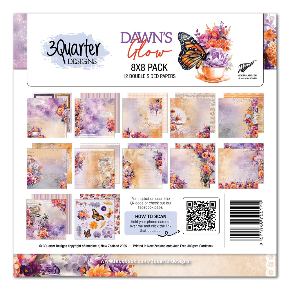 3Quarter Designs Dawns Glow 8x8 Paper Pack — Ecstasy Crafts