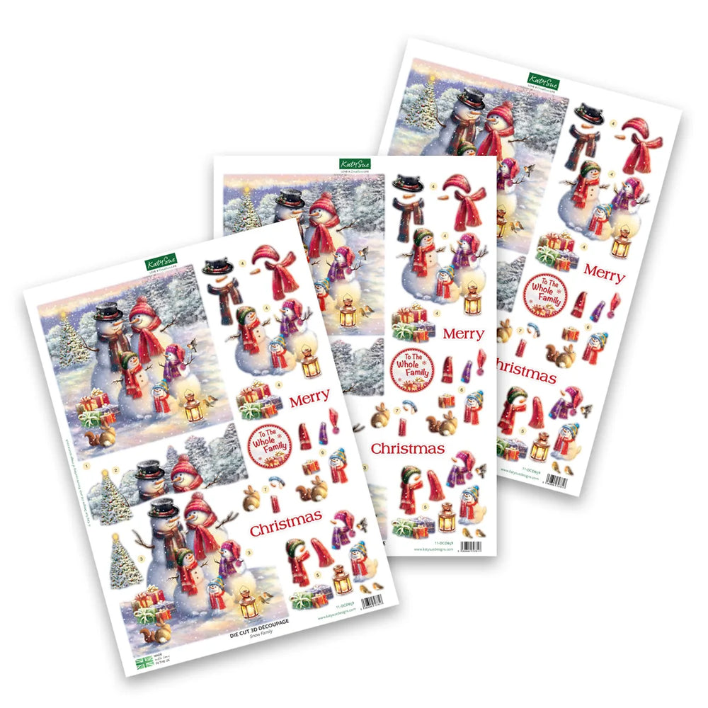 Découpage prédécoupé – Famille de neige (Paquet de 3)