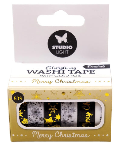 Ruban Washi SL Noir/Blanc - Essentiels Dorés 6 Pcs