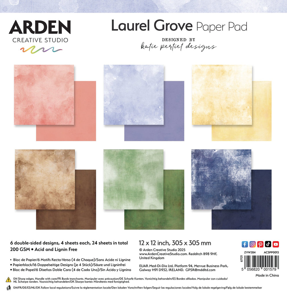 Arden Creative Studio Laurel Grove Solids 12in x 12in Paper Pad — Ecstasy Crafts