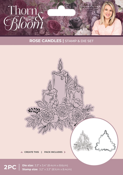 Ensemble de tampons et matrices Sara Signature Thorn & Bloom - Bougies Roses