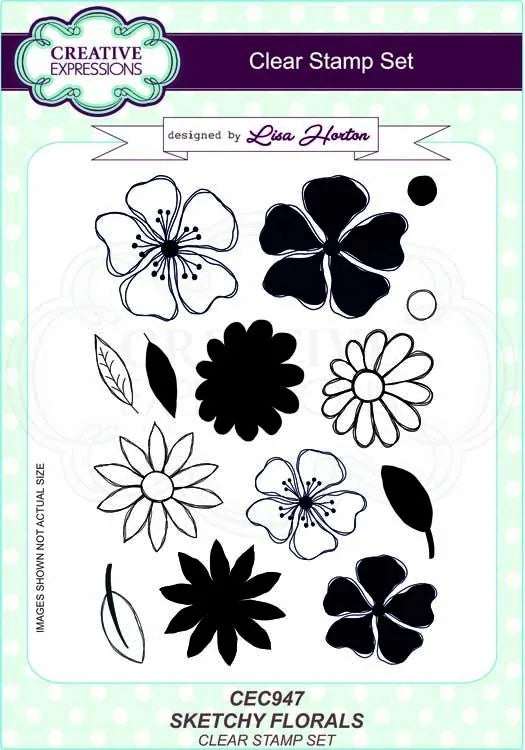 Ensemble de tampons transparents Sketchy Florals A5