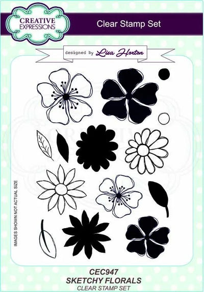 Ensemble de tampons transparents Sketchy Florals A5