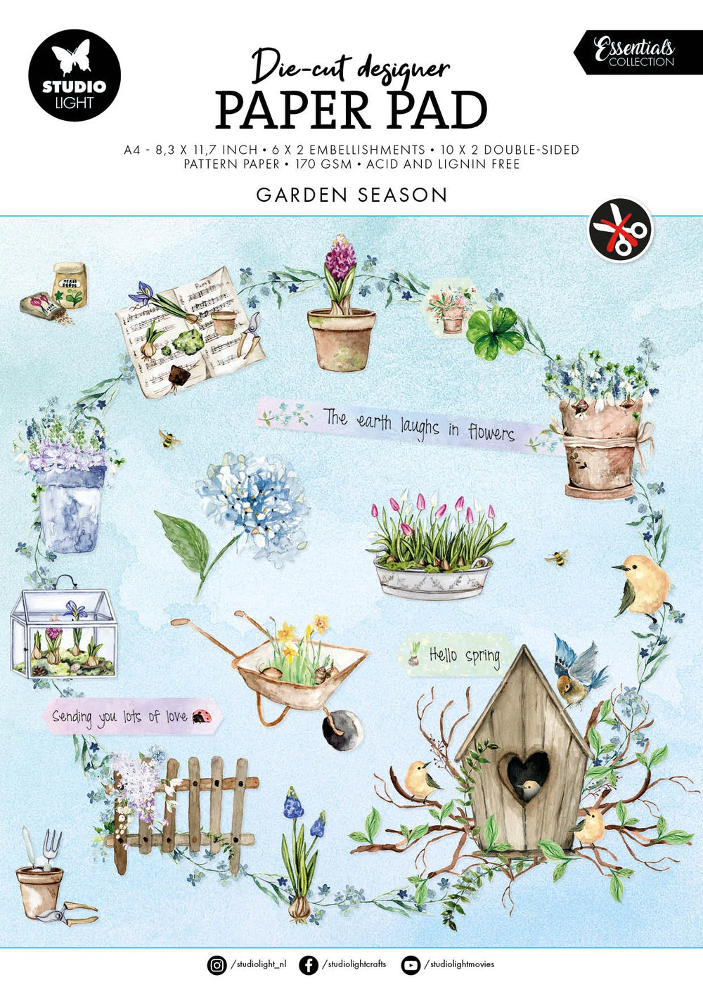 Bloc de papier prédécoupé SL Collection Jardin 294x210x9mm 32 feuilles no.143