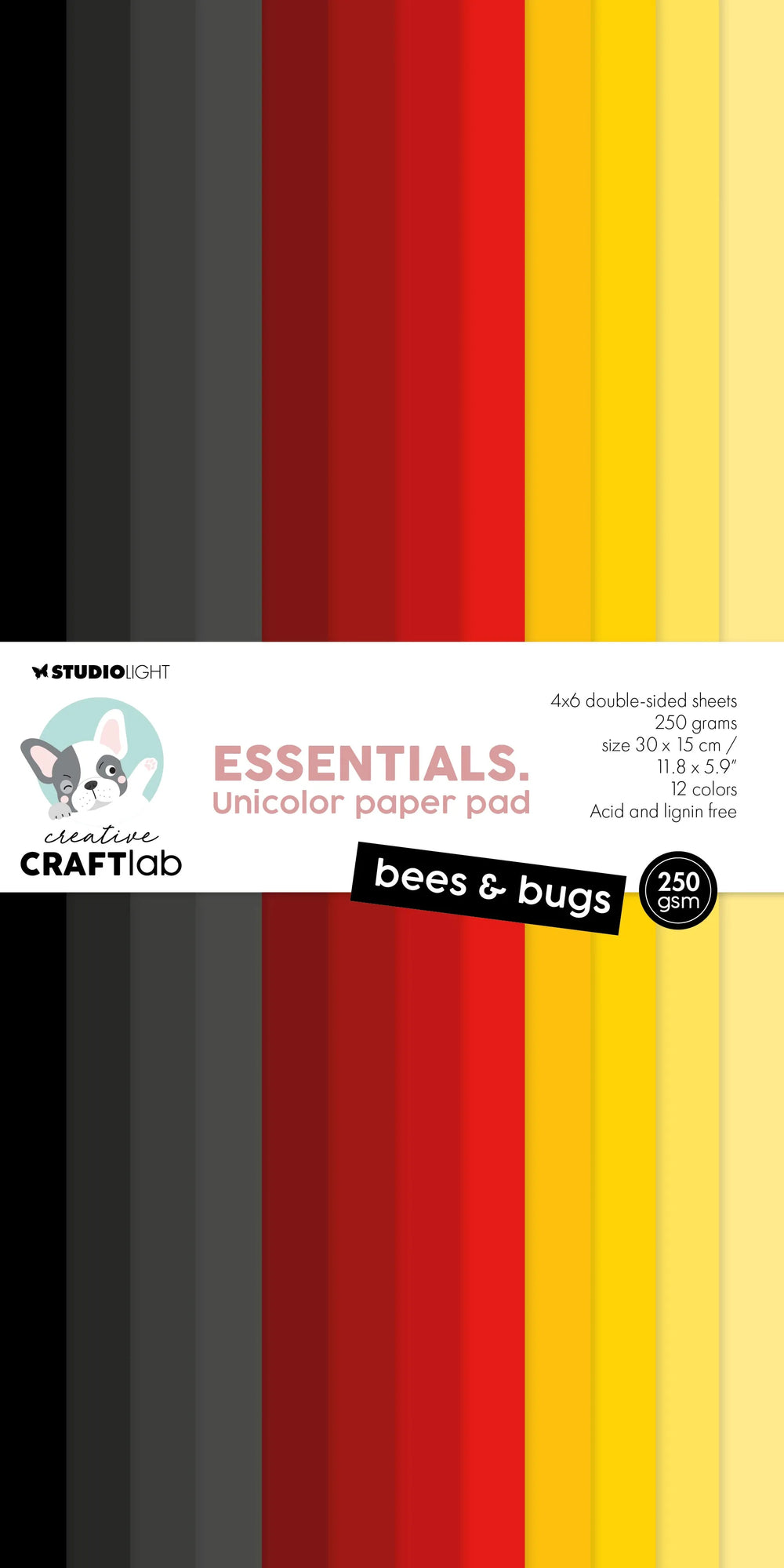 Bloc de papier CCL Unicolor Essentiels Abeilles et Insectes 24 feuilles