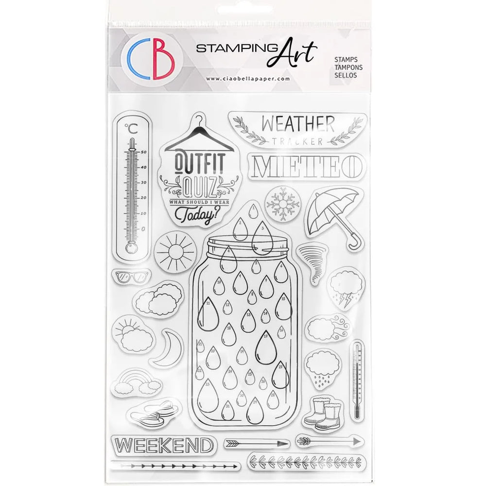 Ensemble de tampons transparents Ciao Bella 6"x8" Météo BuJo