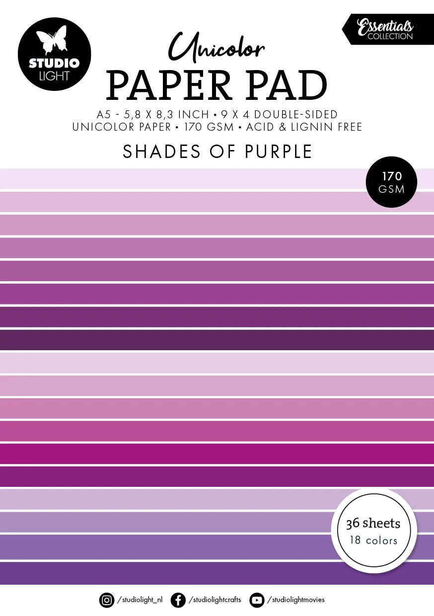 Bloc de papier SL Unicolor Nuances de violet Essentiels 36 feuilles