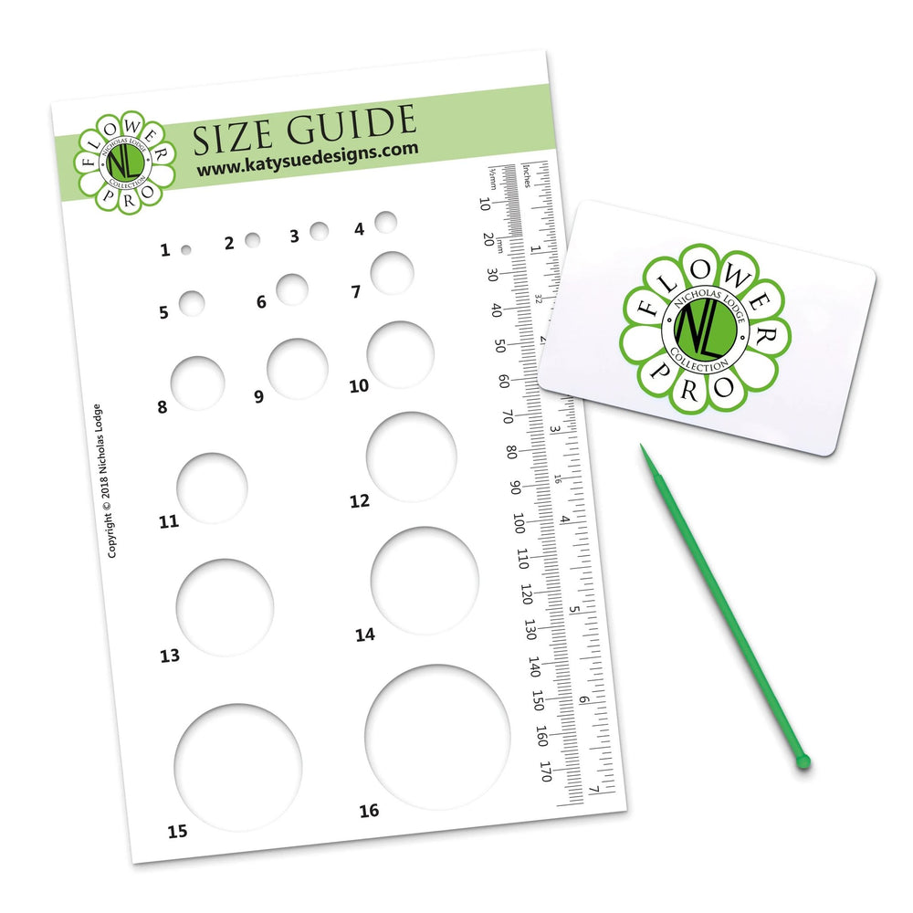 Flower Pro Plastic Size Guide, Companion Tool and Flexi Scraper — Ecstasy Crafts