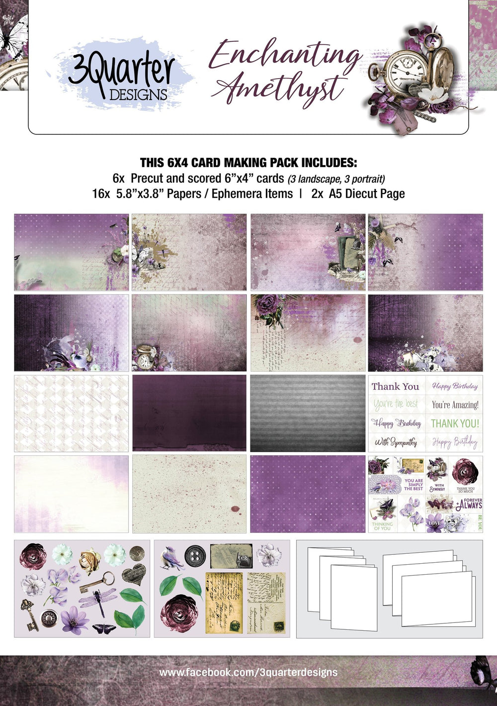 3Quarter Designs - Enchanted Amethyst - Card Kit — Ecstasy Crafts