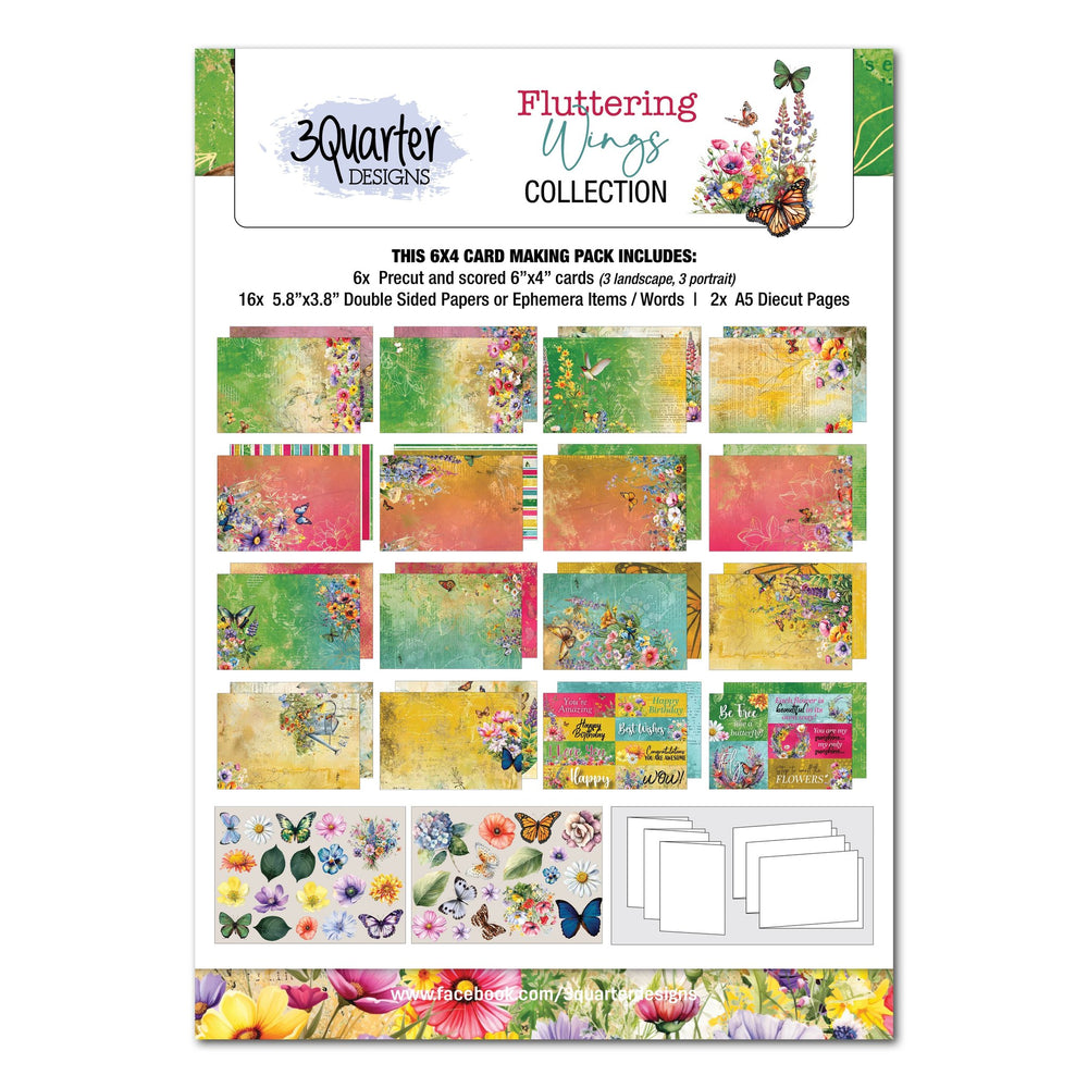3Quarter Designs Fluttering Wings 6x4 Card Pack — Ecstasy Crafts