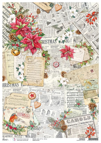 Papier de riz A3 Piuma Christmas Carols - 3 feuilles