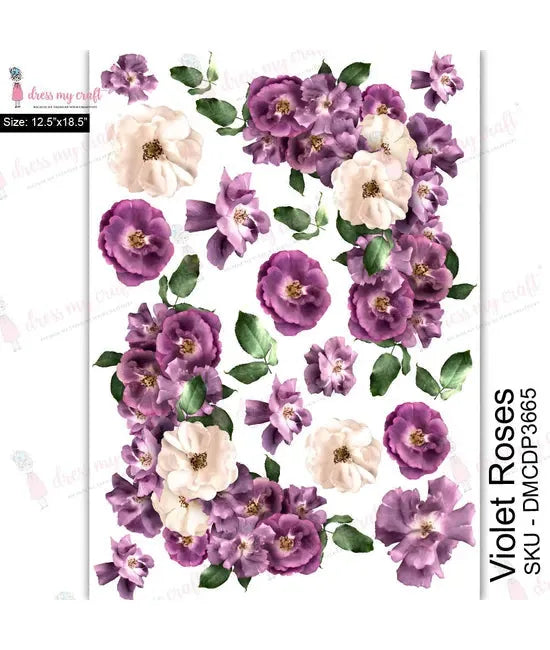 Dress My Craft Transfer Me - Roses Violets (12,5"x18,5")
