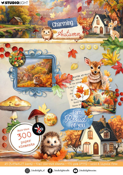 Bloc de papier prédécoupé SL Éléments de papier Automne Charmant 20 feuilles
