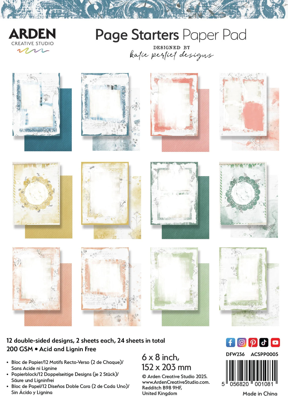 Bloc de papier Arden Creative Studio Page Starters 6 po x 8 po