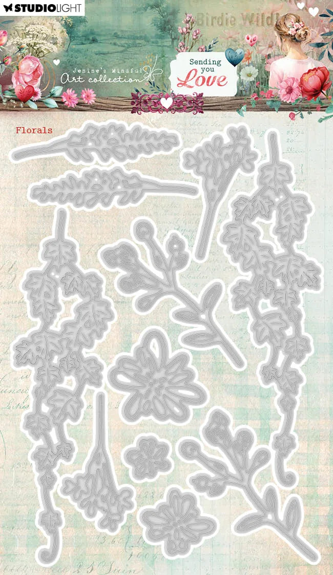 JMA Matrices de découpe Florales - Je t'envoie de l'amour - 11 pièces