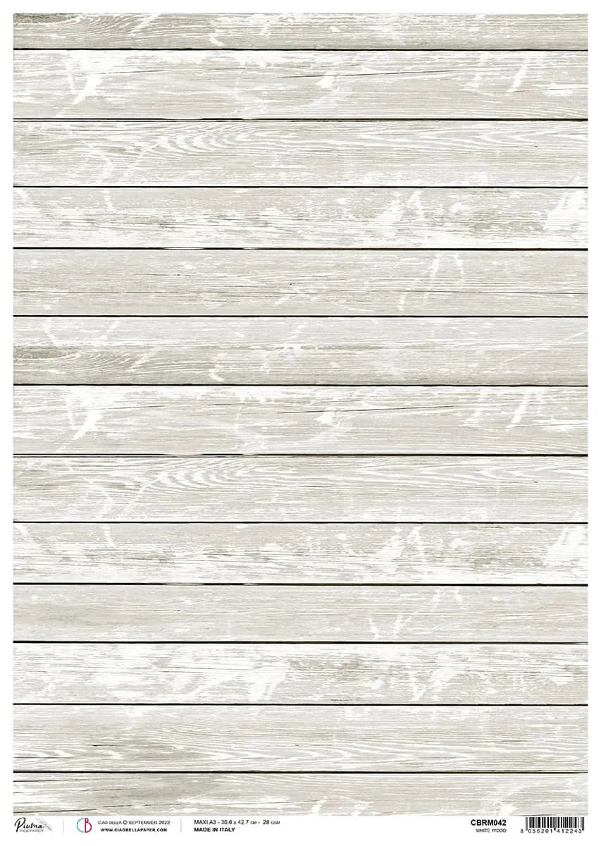 Papier de riz A3 Piuma Blanc Bois - 3 feuilles