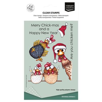 Vaessen Creative • Tampons transparents Poules de Noël 2 10 pièces