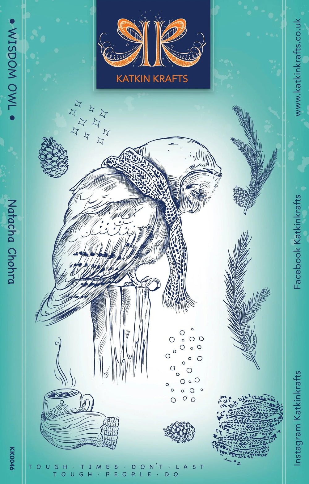 Katkin Krafts Hibou Sage 6 po x 8 po Ensemble de Tampons Clairs