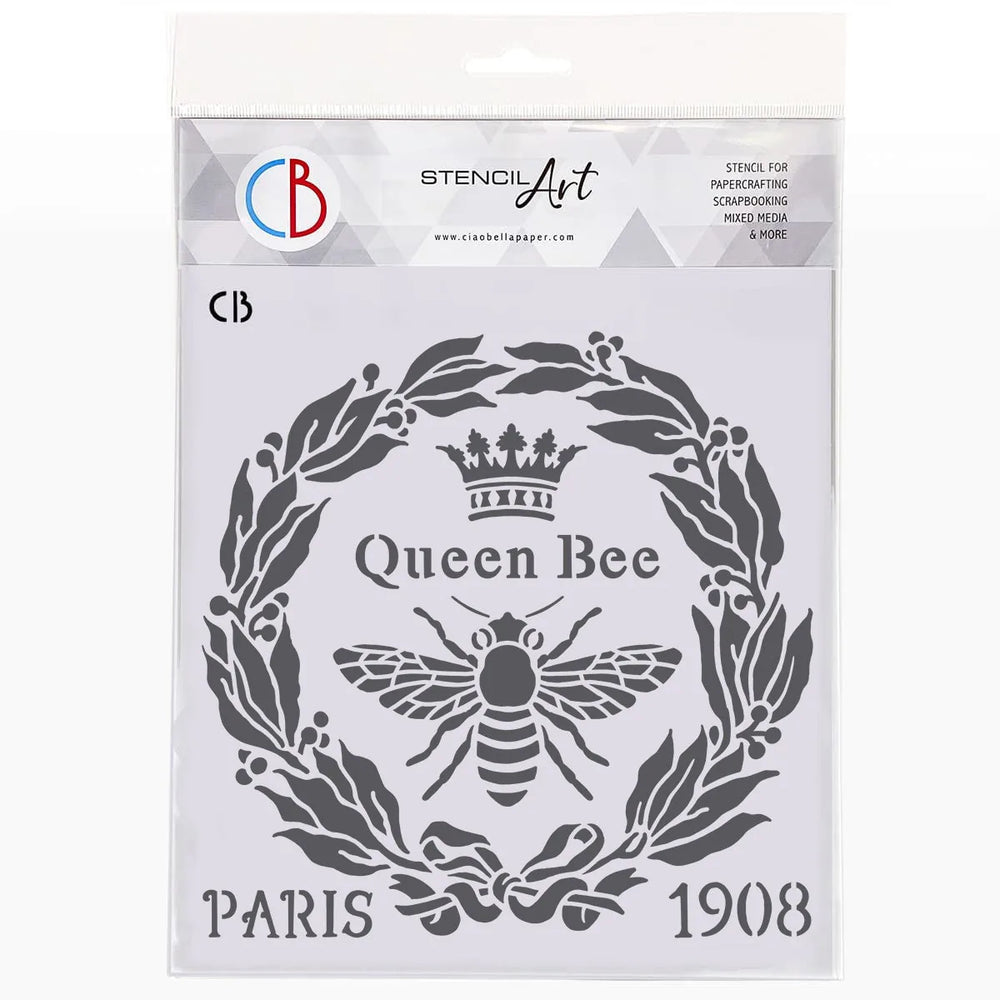 Pochoir texturé Ciao Bella 8"x8" Reine des abeilles