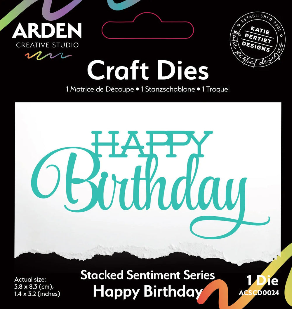 Arden Creative Studio Série Sentiment Pochoir Joyeux Anniversaire Empilé
