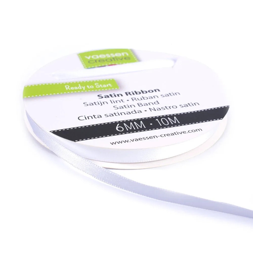 Ruban de satin Vaessen Creative 6 mm x 10 m Blanc