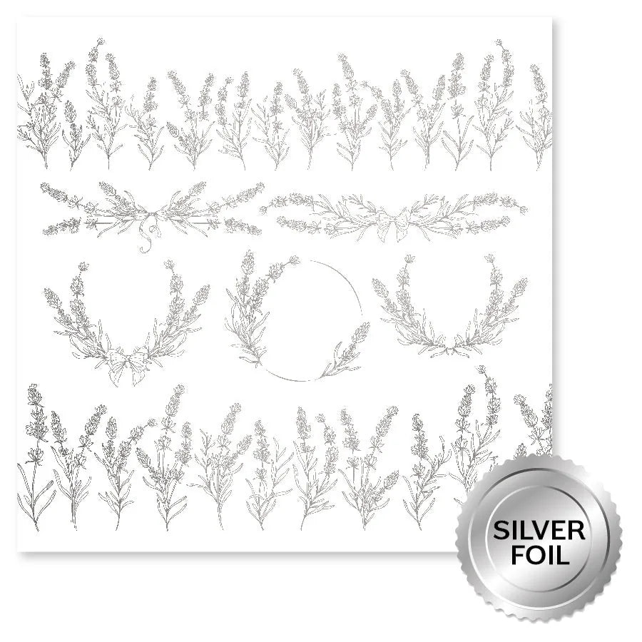Papier Argenté Feuille Lavande & Roses D 12x12 (Paquet en Vrac 6pc) 32256