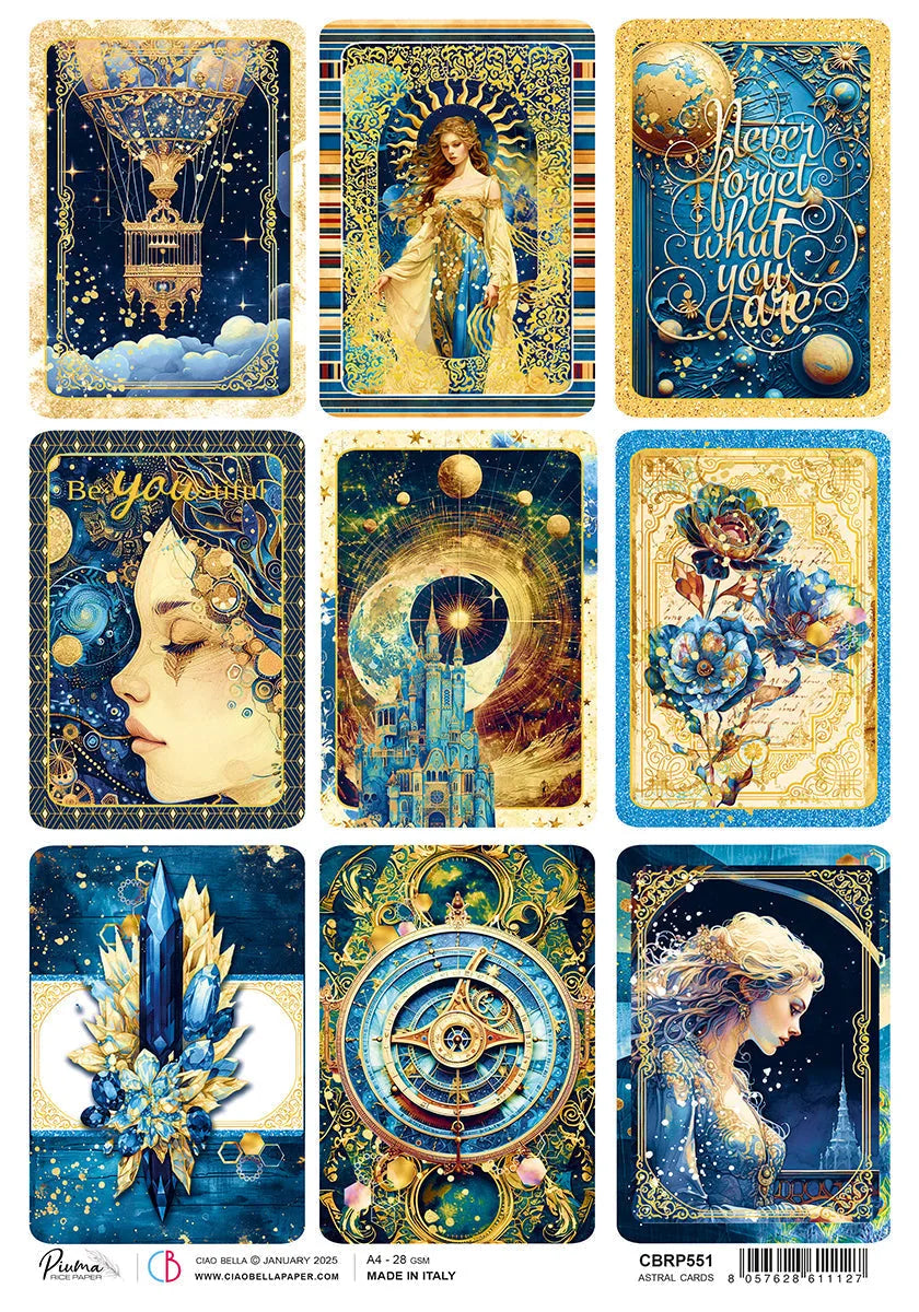Rice Paper A4 Astral Cards - 5 Sheets