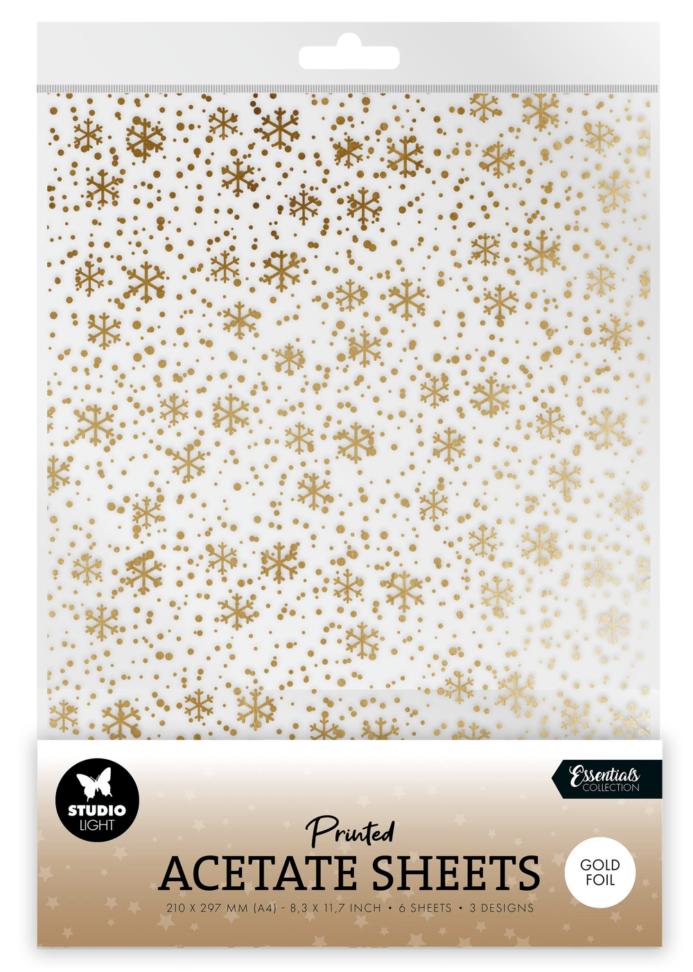 SL Acetate Sheet Snowflakes Gold Essentials 6 Sheets — Ecstasy Crafts