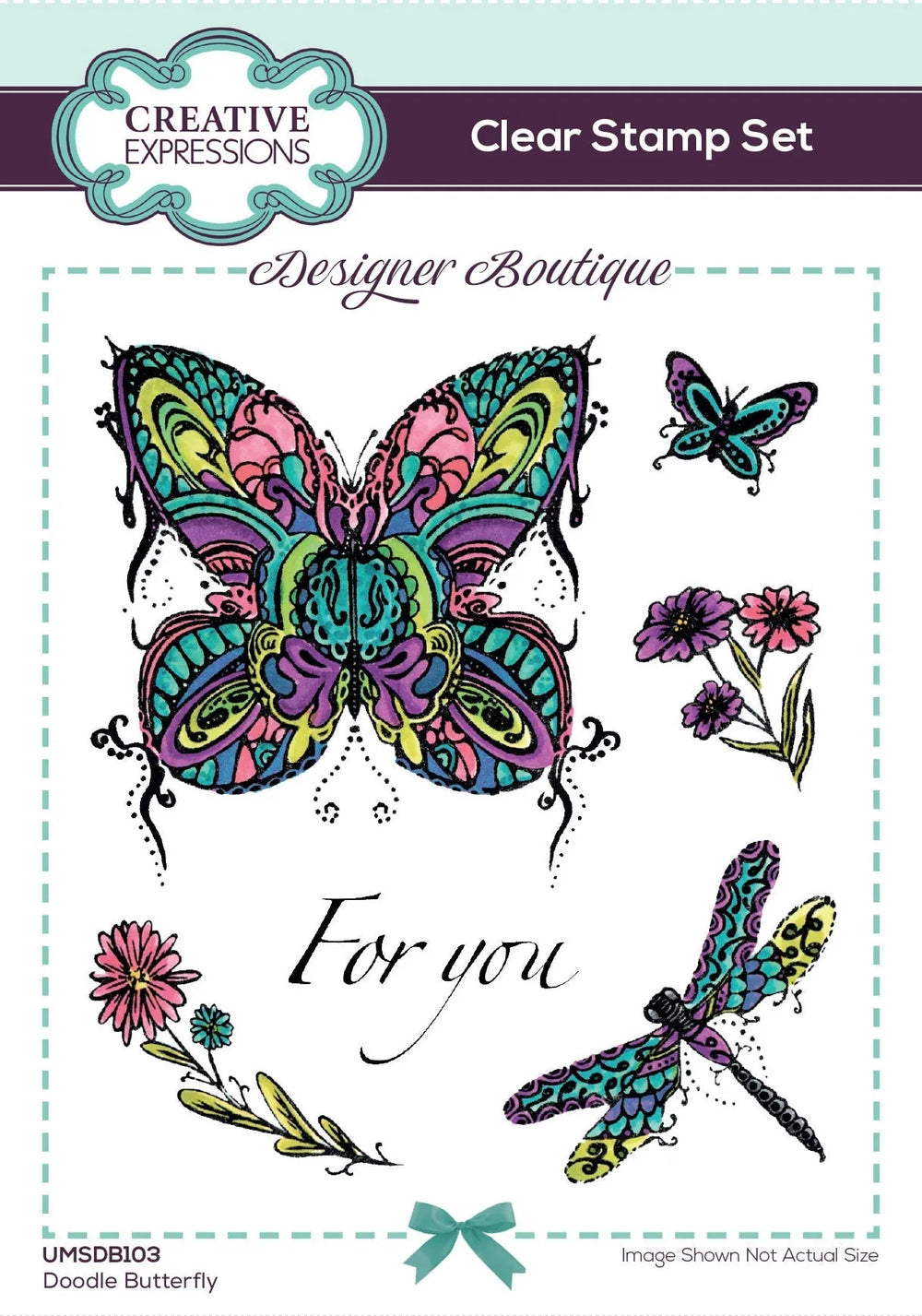 Ensemble de tampons transparents Creative Expressions Designer Boutique Doodle Papillon 6 po x 4 po